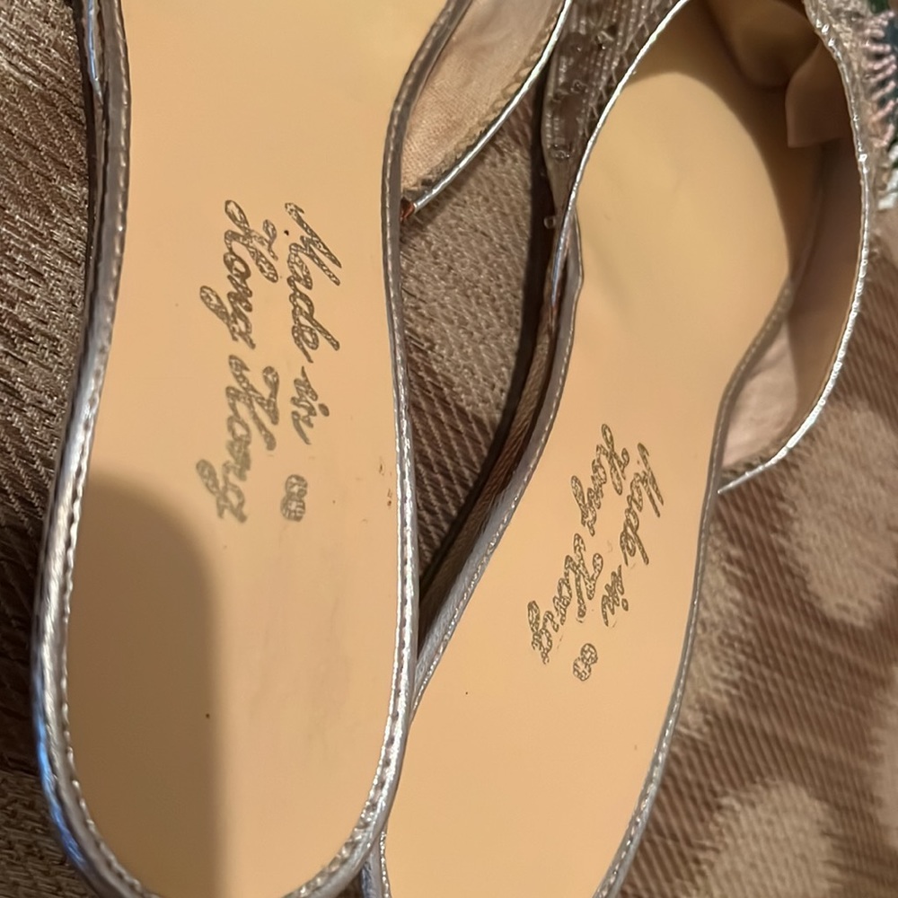 Vintage Hong Kong boudoir embellished beaded floral silver mini wedge mules 8 - Picture 8 of 9